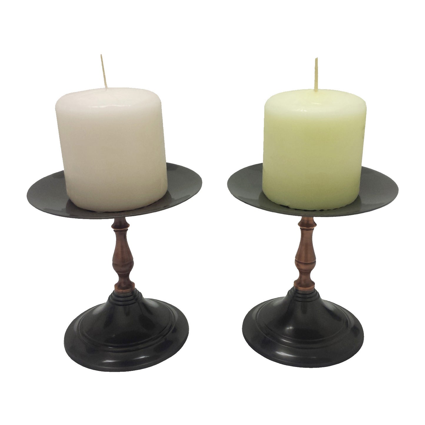 GiftBay 1006(S/2) Candlestick Holder, Antique Black and Copper Finish, 5"h