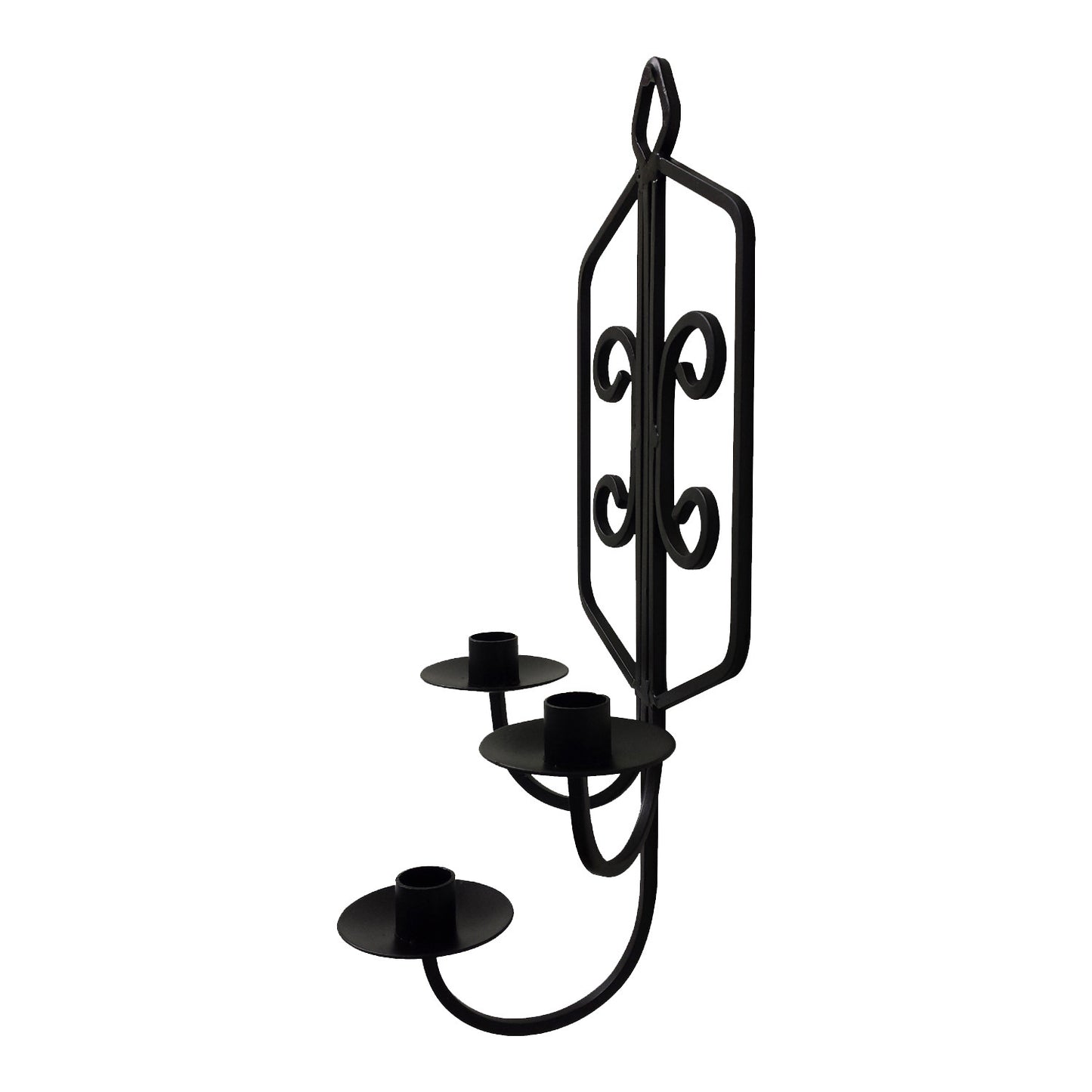 GiftBay 14023 Beautiful Wall 3- Candle Sconce 17" High, Black Powder Coated