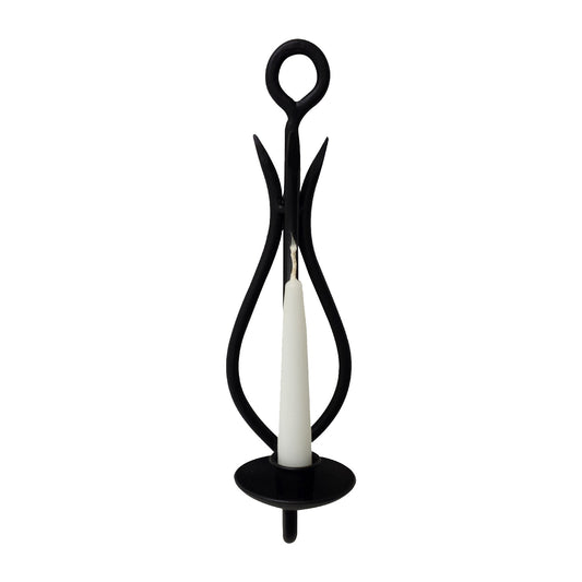 GiftBay 14020 Beautiful Wall Candle Sconce 12" High, Black Powder Coated