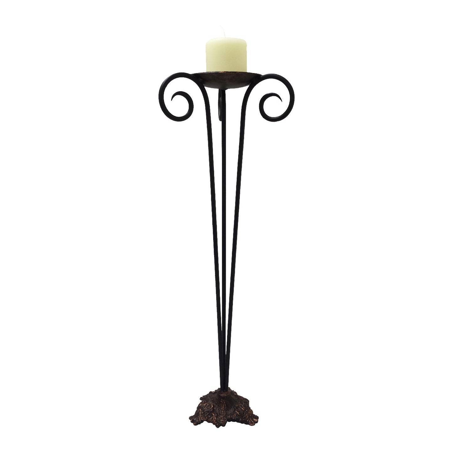 GiftBay 14011 Beautiful Candle Pillar Holder 27", Black Powder Coated Finish