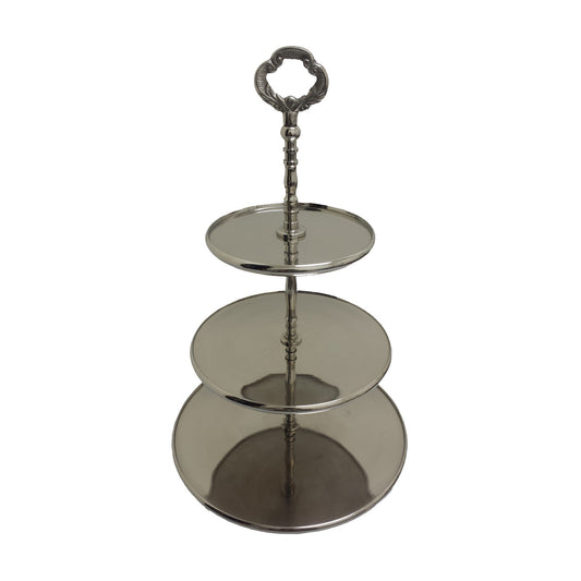 GiftBay 560 Classic 3-Tier Cupcake Stand Silver Round 20" High