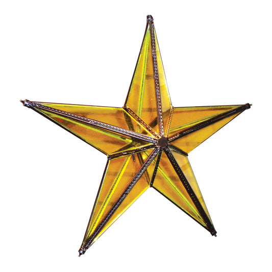 GiftBay 341-Y Huge Yellow Hanging Glass Star 20" High for Indoor and Outdoor Festive Christmas Decoration.