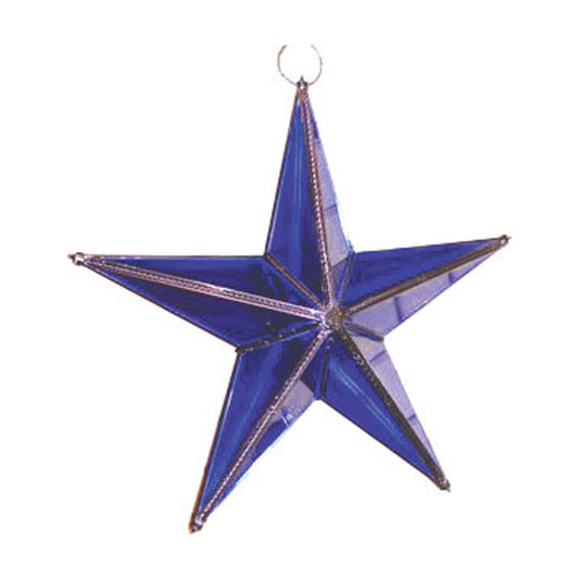 GiftBay 342-B Huge Blue Hanging Glass Star 15" High for Indoor and Outdoor Festive Christmas Decoration.
