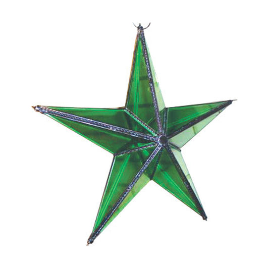 GiftBay 342-G Huge Green Hanging Glass Star 15" High for Indoor and Outdoor Festive Christmas Decoration.