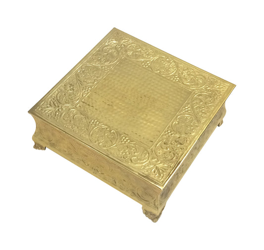 GiftBay Gold Wedding Cake Stand Square 22", Aluminum Gold Finish.