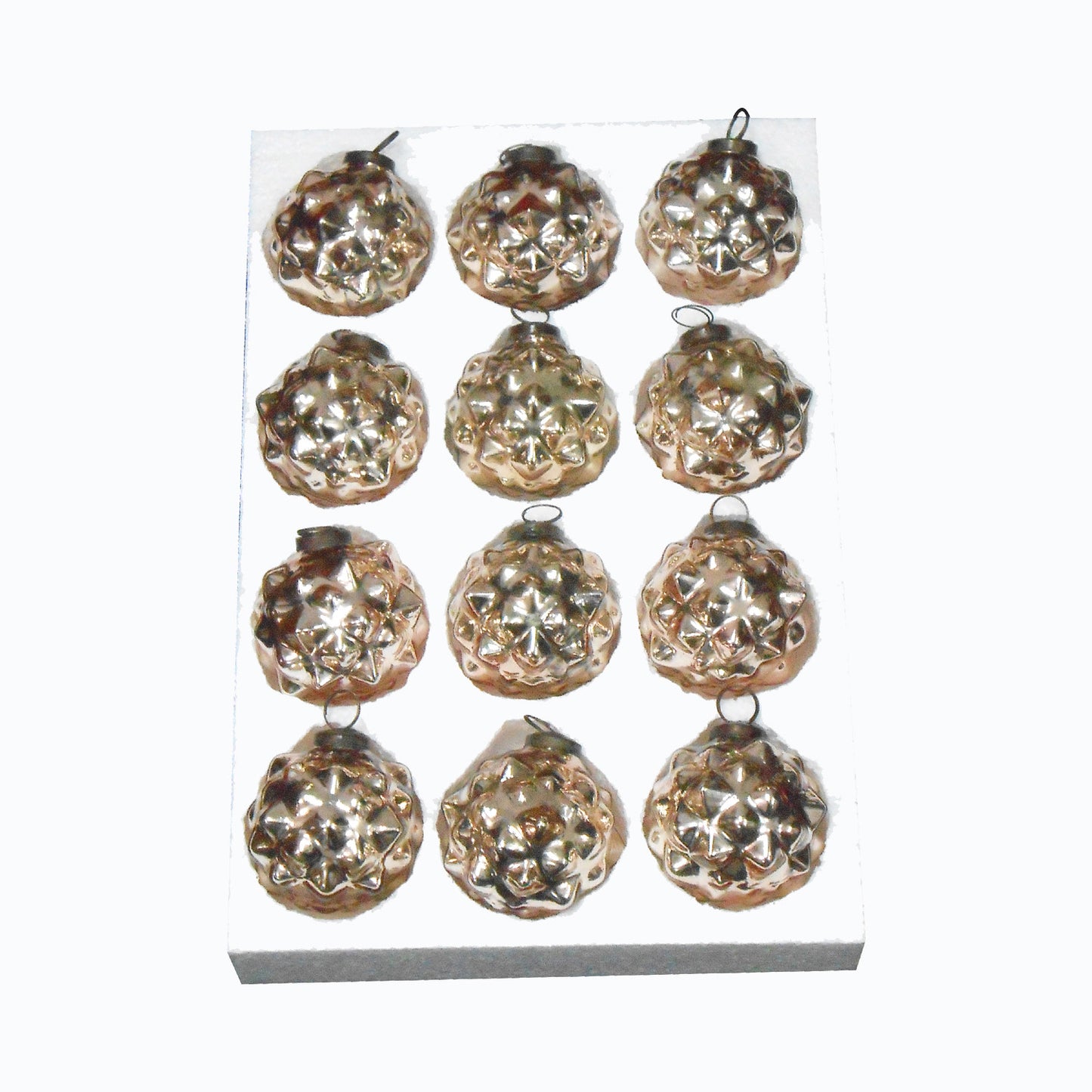 GiftBay ORN-105(S/12) Antique-look Glass Ornament 3" H, Set of 12 for Christmas Tree Decorations