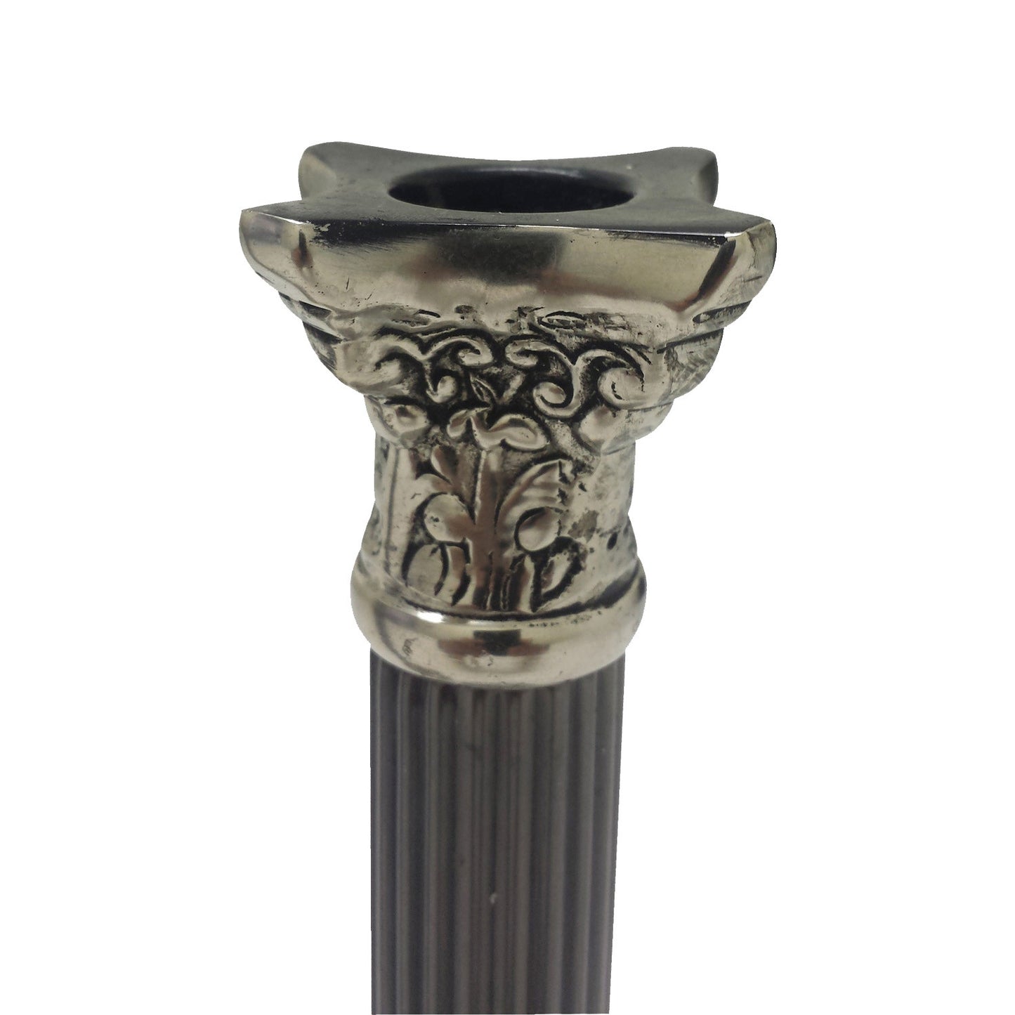 GiftBay 1007 Candlestick Holder, Antique Black and Silver Finish, 9"h