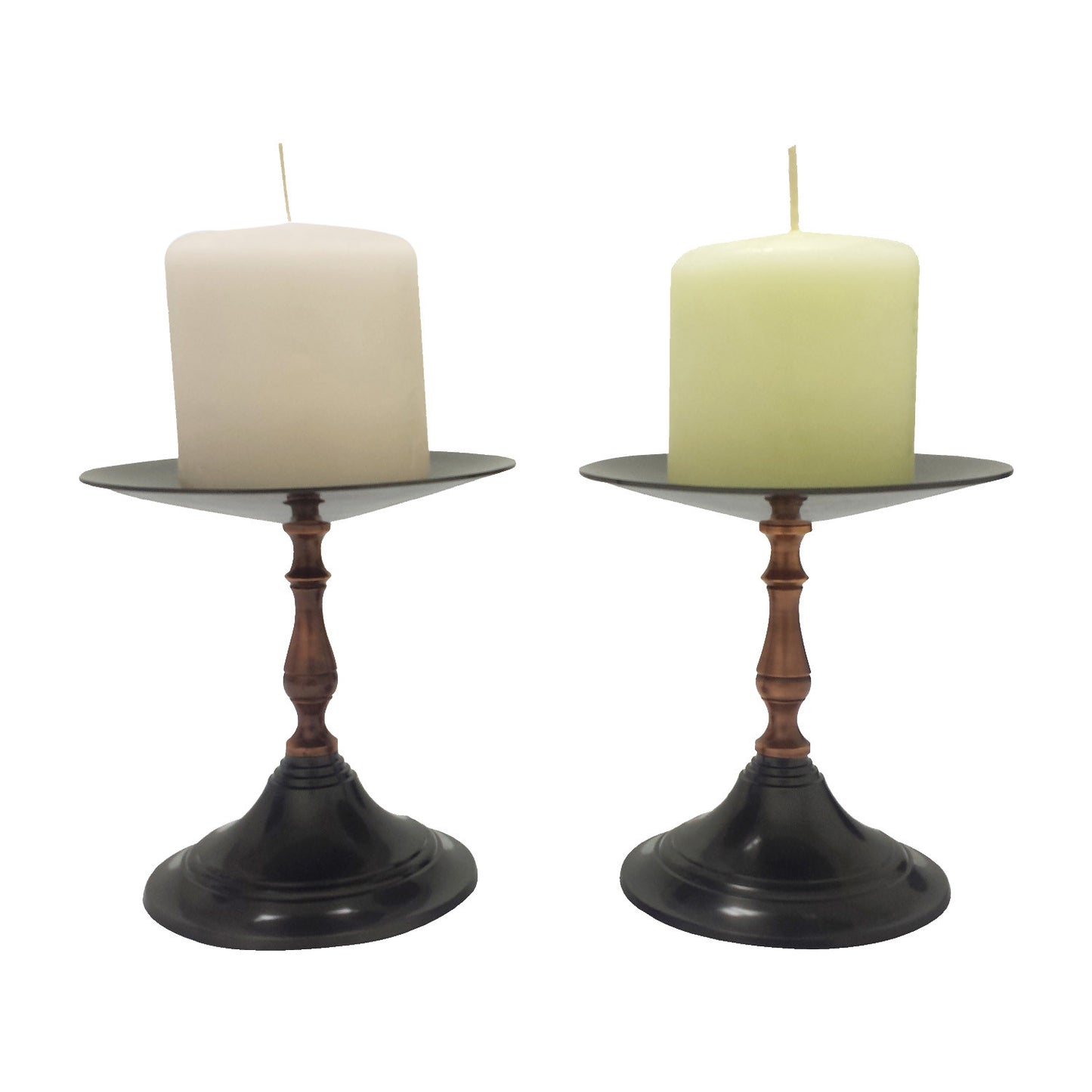 GiftBay 1006(S/2) Candlestick Holder, Antique Black and Copper Finish, 5"h