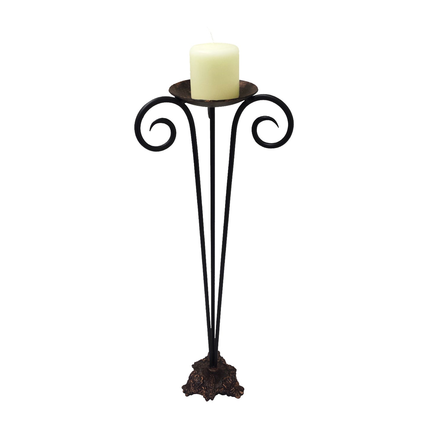 GiftBay 14011 Beautiful Candle Pillar Holder 27", Black Powder Coated Finish