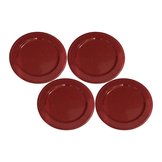 GiftBay Creations CP-15(S/4) Wedding Metal Charger Plates 13" Round, Red Powder Coated Finish Set of 4 Plates