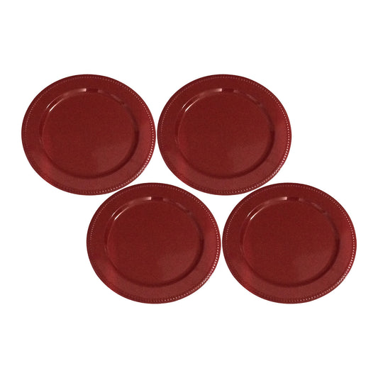 GiftBay Creations CP-15(S/4) Wedding Metal Charger Plates 13" Round, Red Powder Coated Finish Set of 4 Plates
