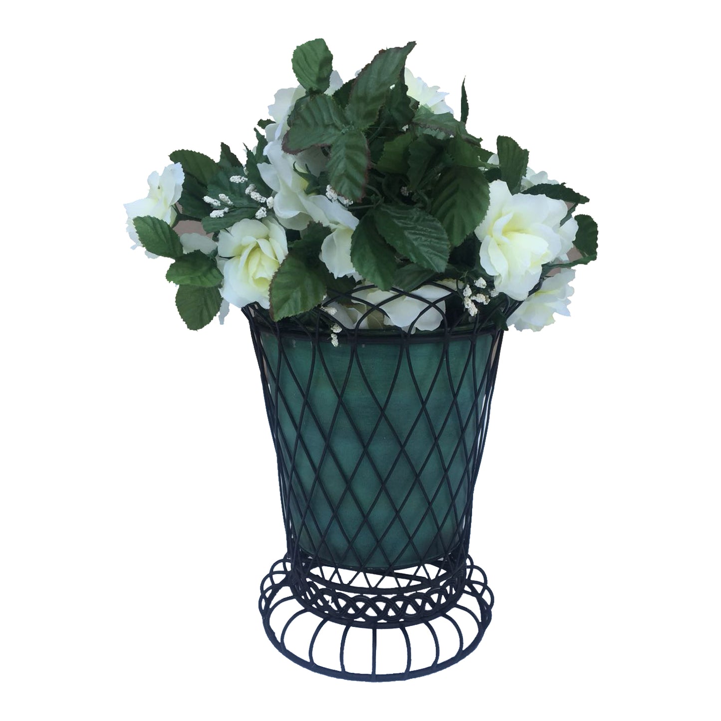 GiftBay 807-BG Tall Wire & Pot Black & Green Container / Vase 11" High. Very Unique and Strongly Built for Multi- Purpose Use