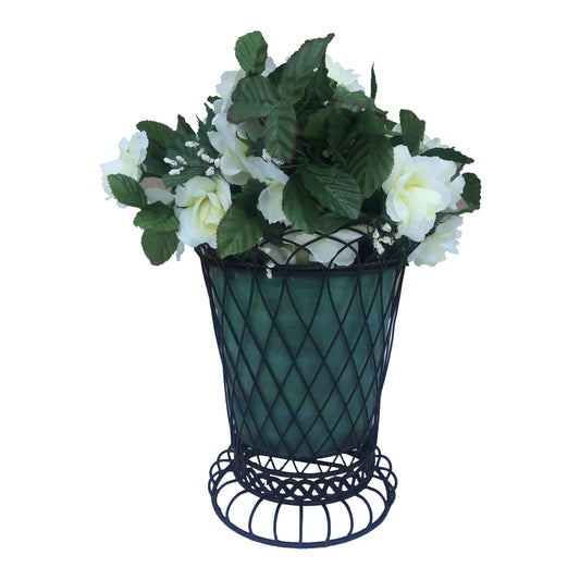 GiftBay 807-BG Tall Wire & Pot Black & Green Container / Vase 11" High. Very Unique and Strongly Built for Multi- Purpose Use