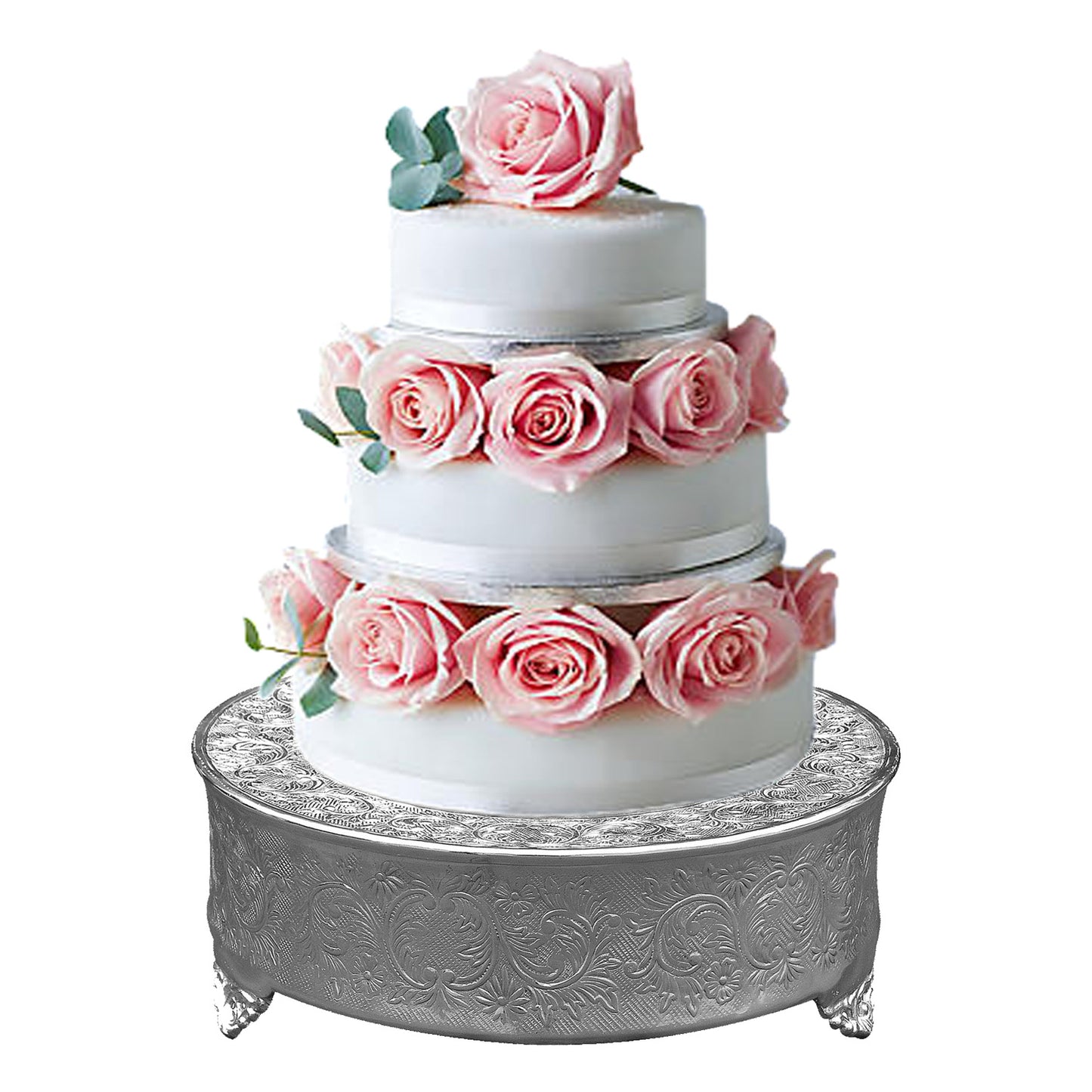 GiftBay Wedding Cake Stand Round 12", Silver
