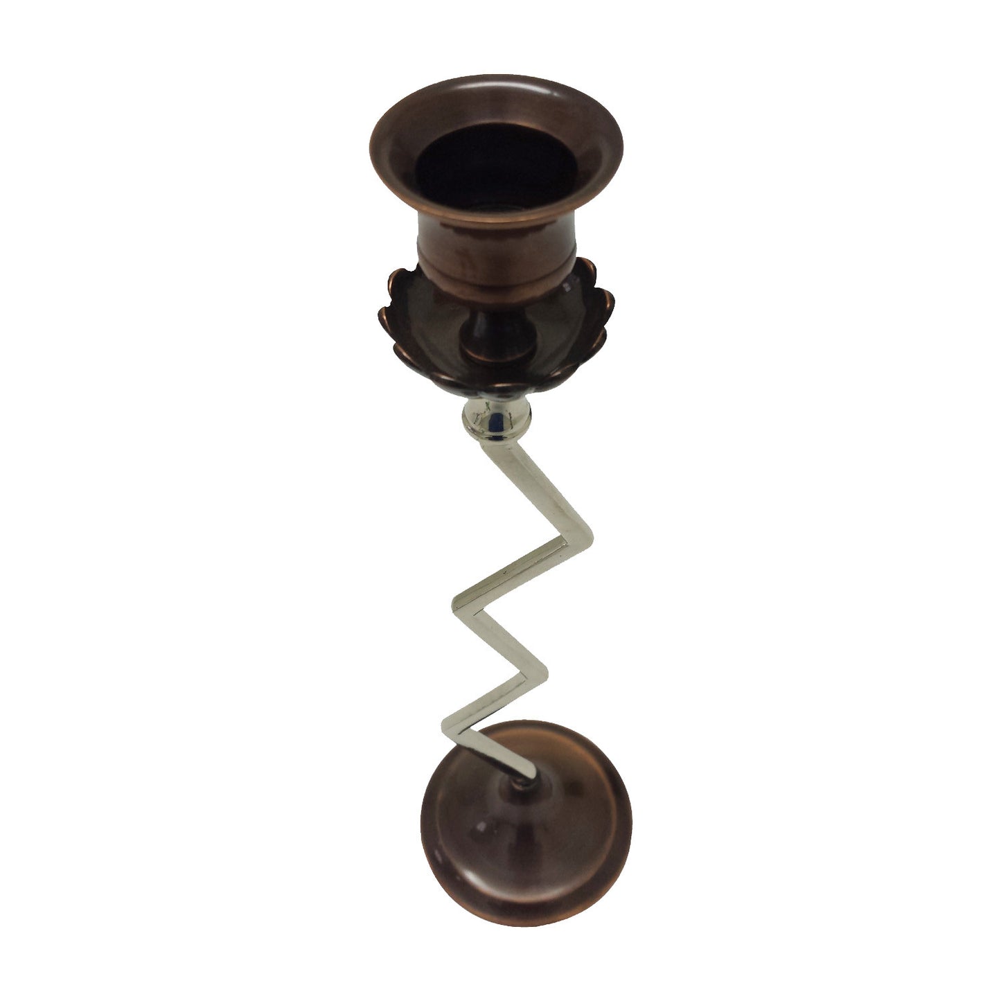 GiftBay 1011 Candlestick Holder, Antique Copper and Silver Finish, 9.5"h
