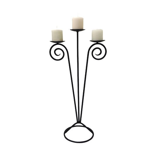 GiftBay 14014 - Beautiful 3-Candle Pillar Holder 28", Black Powder Coated Finish