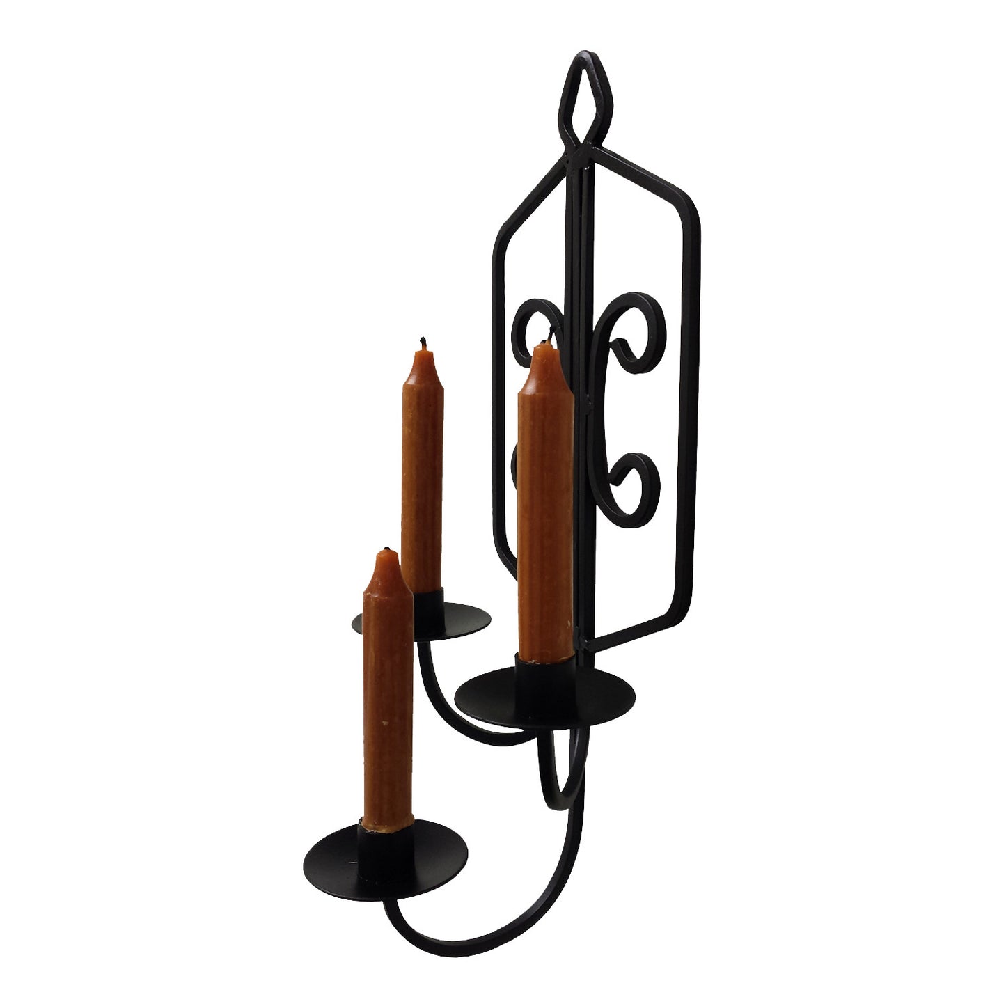 GiftBay 14023 Beautiful Wall 3- Candle Sconce 17" High, Black Powder Coated