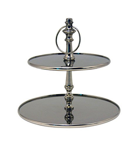 GiftBay 555 Wedding Classic 2-Tier Cupcake Stand Silver Round 13" High