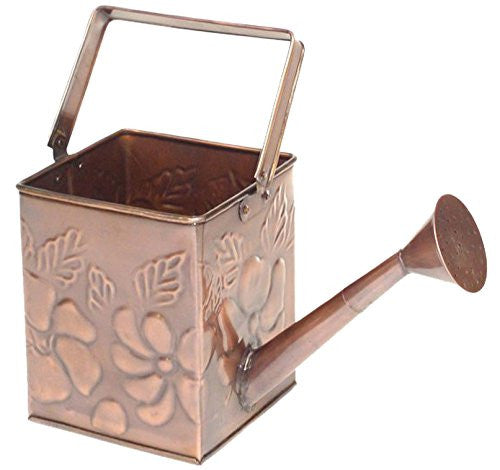 GiftBay Watering Can, Metal With Handle 7" High, 1.00 Gallon, Antique Copper Finish