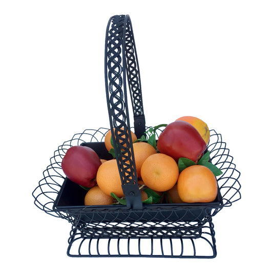 GiftBay 813-B Wire Basket with Pot Black 16.5" High. Very Unique and Strongly Built for Multi- Purpose Use