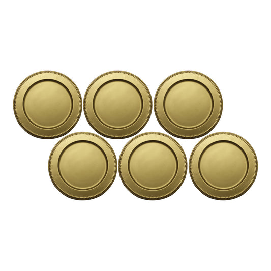 GiftBay Creations CP-008(S/6) Wedding Metal Charger Plates 13" Round, Gold Finish Set of 6 Plates