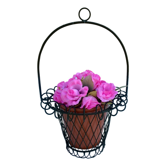 GiftBay 811-BR Tall Wire & Pot Black & Red Container / Vase 16.5" High. Very Unique and Strongly Built for Multi- Purpose Use