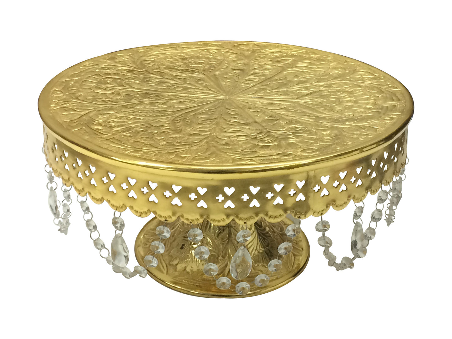 GiftBay Creations® Pedestal Cake Stand Gold, 16" with Clear Crystals