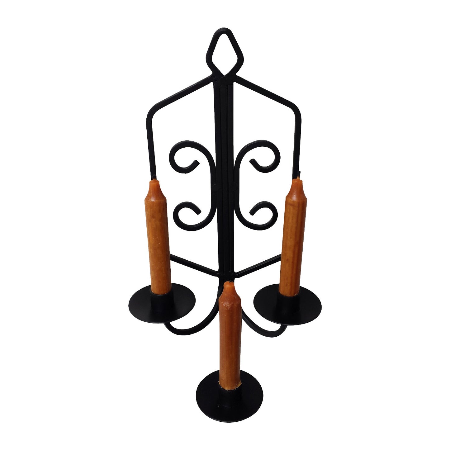 GiftBay 14023 Beautiful Wall 3- Candle Sconce 17" High, Black Powder Coated