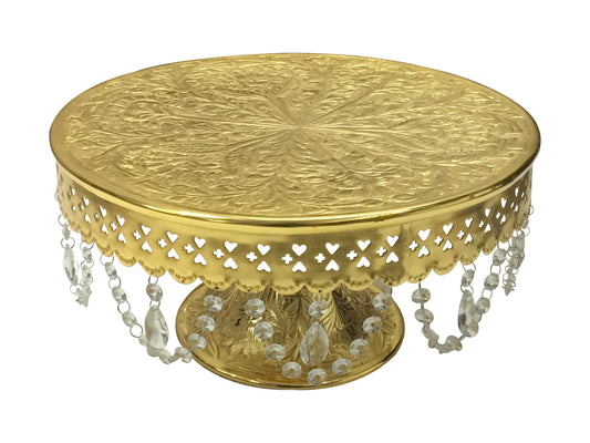 GiftBay Creations® Pedestal Cake Stand Gold, 18" with Clear Crystals