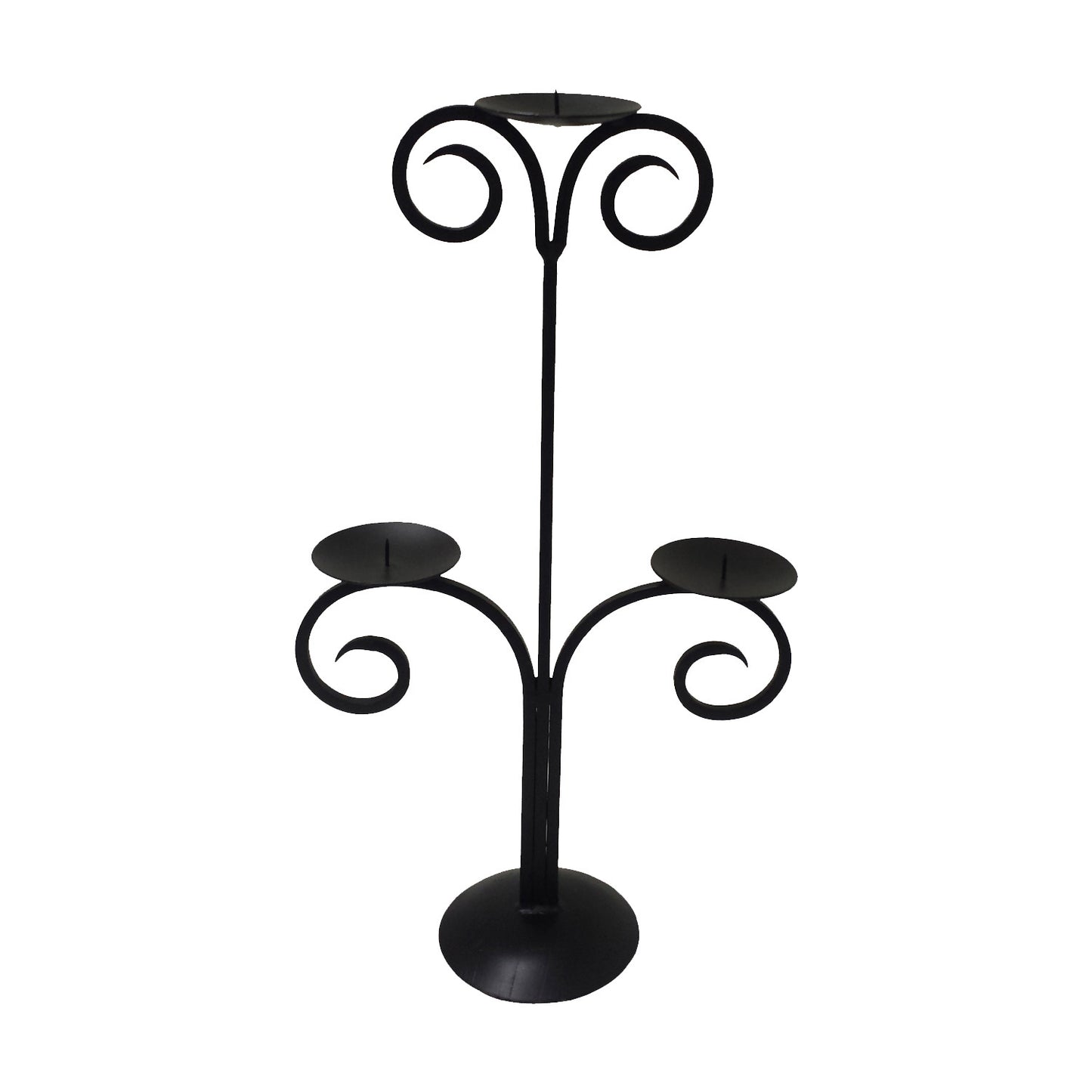 GiftBay 14010 - 3-Candle Pillar Holder 21" Height, Black Powder Coated Finish