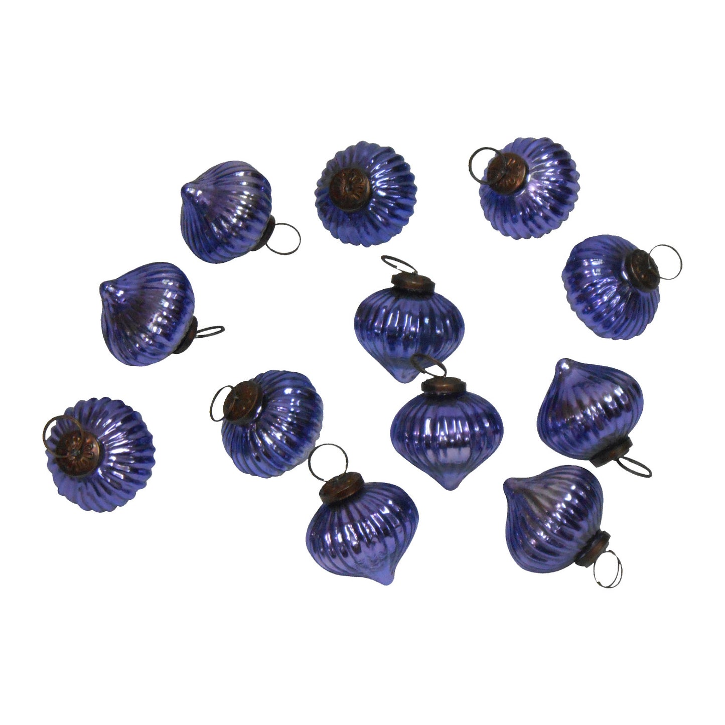 GiftBay ORN-107(S/12) Antique-look Glass Ornament 2.5" H, Set of 12 for Christmas Tree Decorations