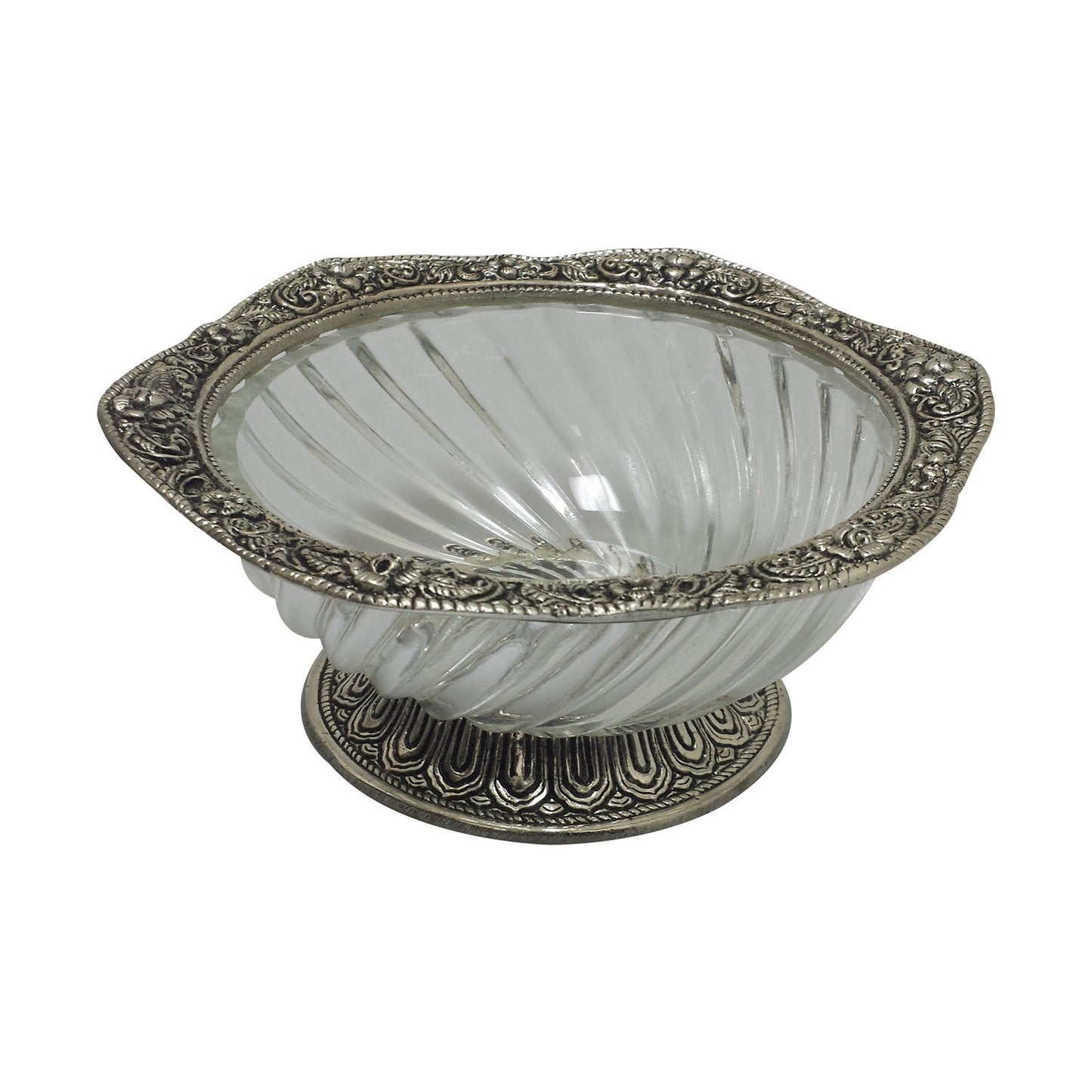 GiftBay 634 Beautiful Serving Dish with Antique Silver Finish Trim,6" Length