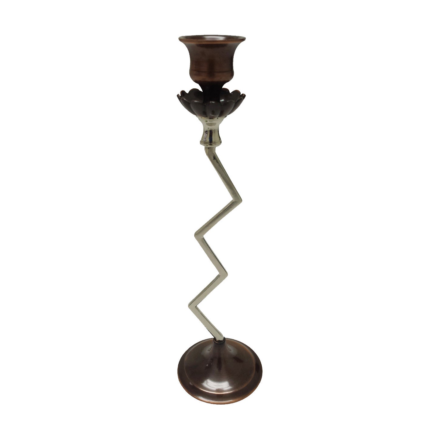 GiftBay 1011 Candlestick Holder, Antique Copper and Silver Finish, 9.5"h