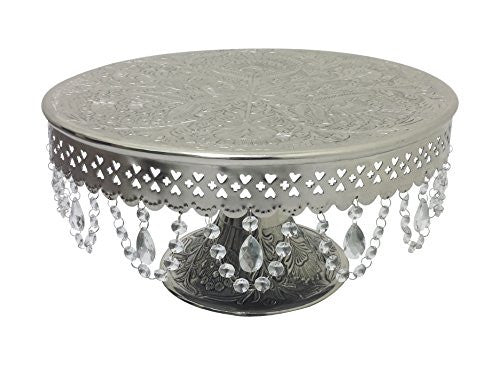 GiftBay Creations® Pedestal Cake Stand Silver, 14" with Clear Crystals