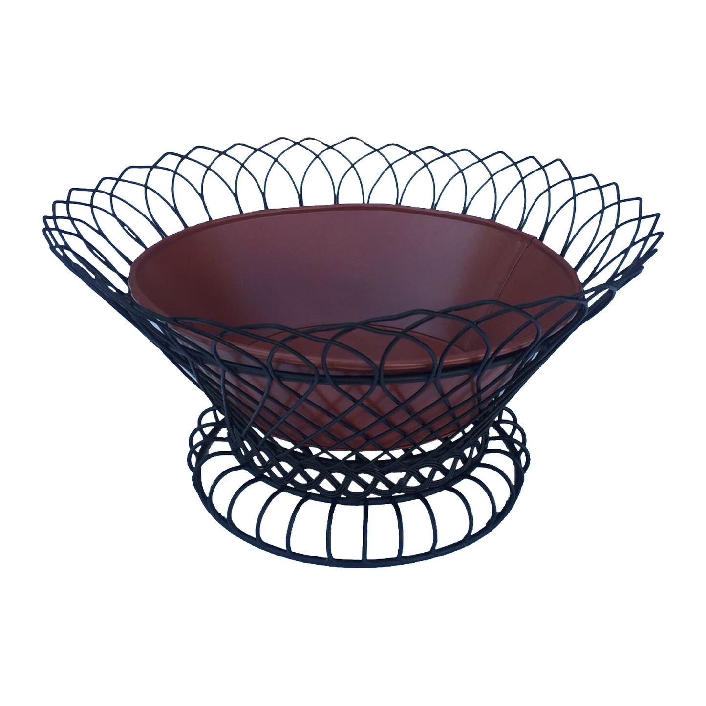 GiftBay 808-BR Wire Bowl & Pot Black & Red Container.14" Diameter, Very Unique and Strongly Built for Multi- Purpose Use