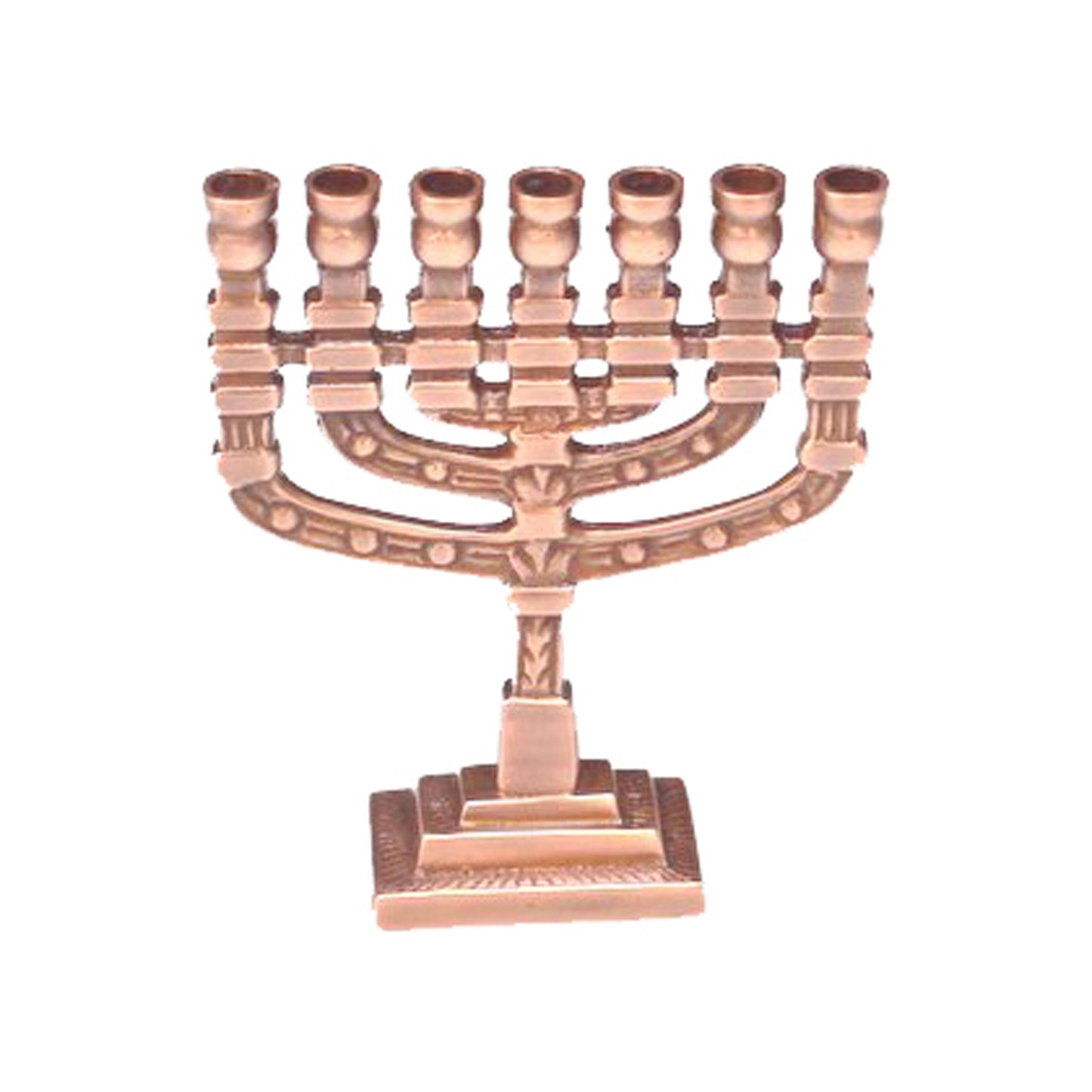 GiftBay 6026 Menorah 7-Branch, Small Size, Plated with Antique Copper Finish 3"x1"x3.75" H