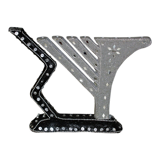 GiftBay 6049 Menorah 9-branch Hand Crafted Beaded Work on Aluminum Metal 7.5" H