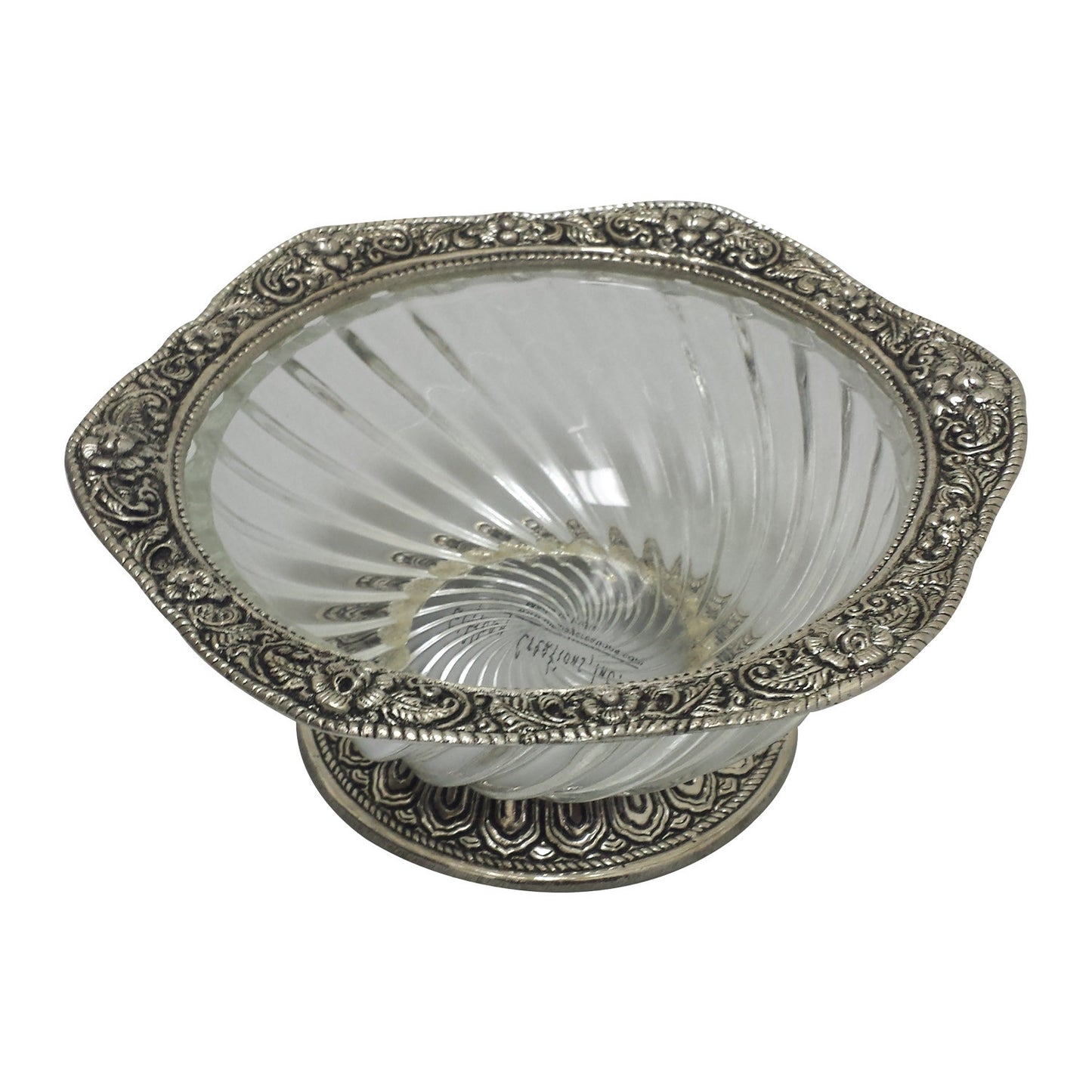 GiftBay 634 Beautiful Serving Dish with Antique Silver Finish Trim,6" Length