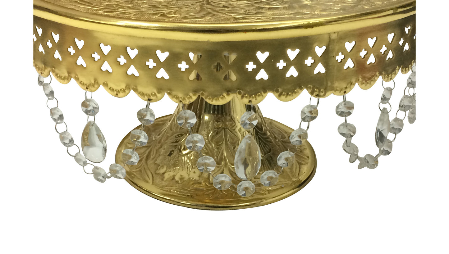 GiftBay Creations® Pedestal Cake Stand Gold, 16" with Clear Crystals