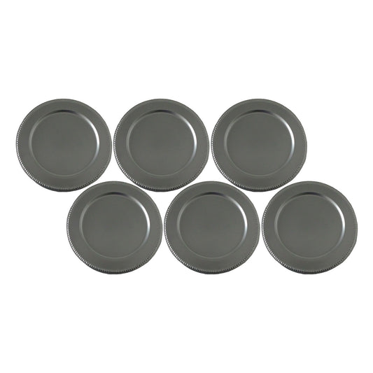 GiftBay Creations CP-007(S/6) Wedding Metal Charger Plates 13" Round, Silver Finish Set of 6 Plates
