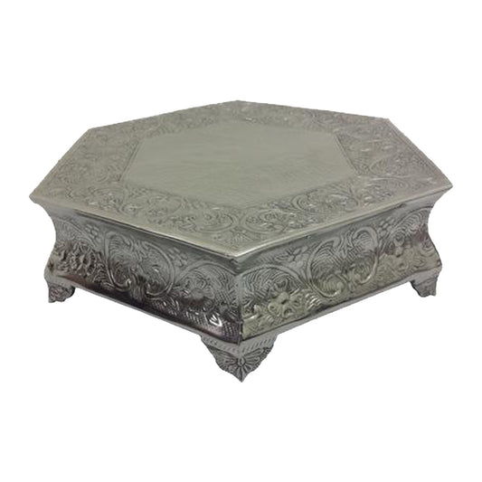 GiftBay Wedding Cake Stand Hexagonal Shape 14", Silver