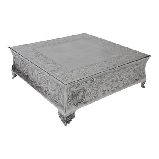 GiftBay Creations Wedding Cake Stand Square Silver Finish (20-Inch)
