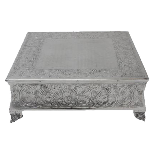 GiftBay Creations Wedding Cake Stand Square Silver Finish (22-Inch)