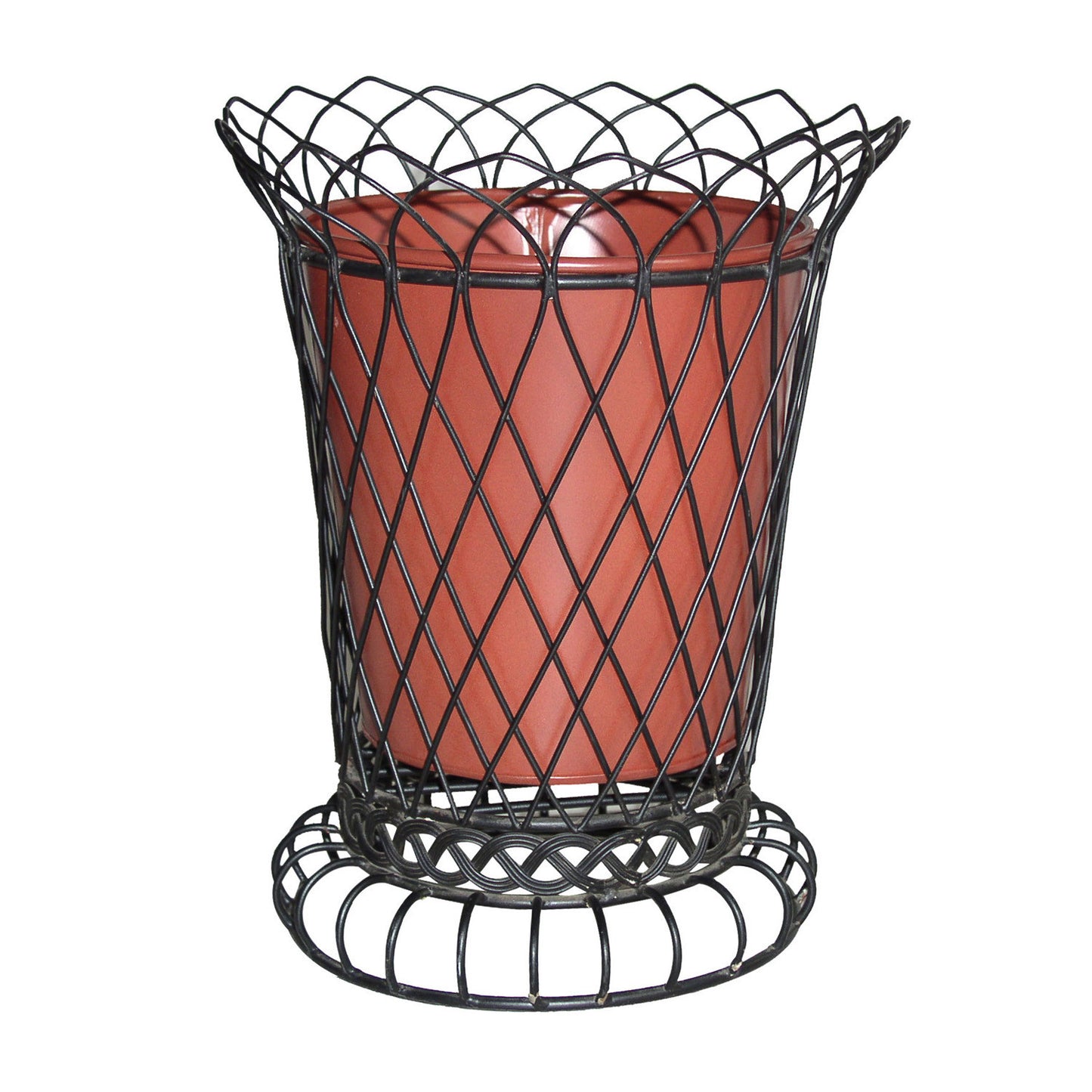 GiftBay 807-BR Tall Wire & Pot Black & Red Container / Vase 11" High. Very Unique and Strongly Built for Multi- Purpose Use