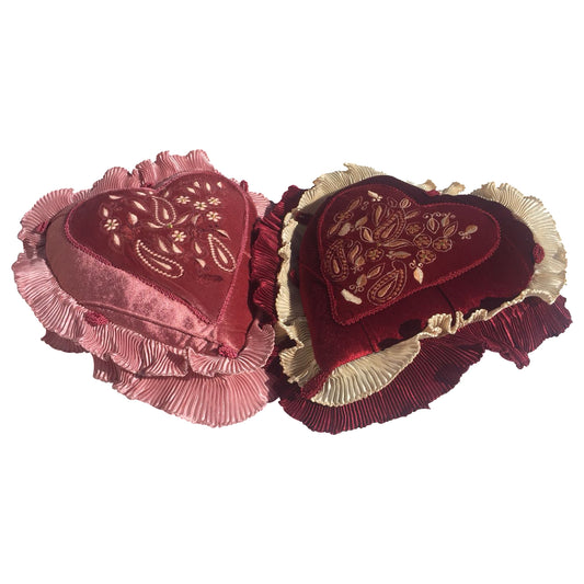 GiftBay Heart Shape Set of 2 Throw Pillow Cushion Cover 11" x 13" with Pillow