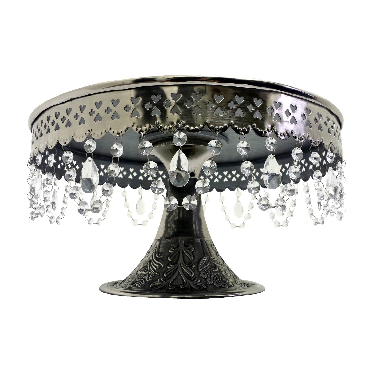GiftBay Creations® Pedestal Cake Stand Silver, 14" with Clear Crystals