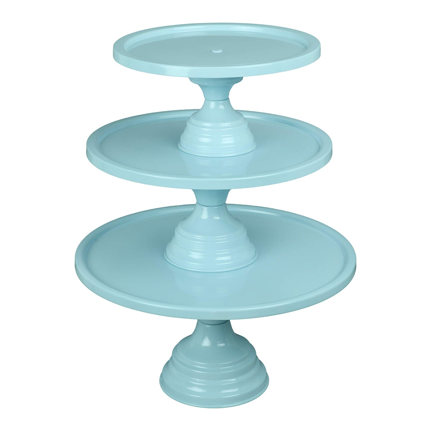 GiftBay Creations - Cake Stand Pedestal Round Strong Metal Set/3 (9-Inch, 11-Inch, 13-Inch, Blue)