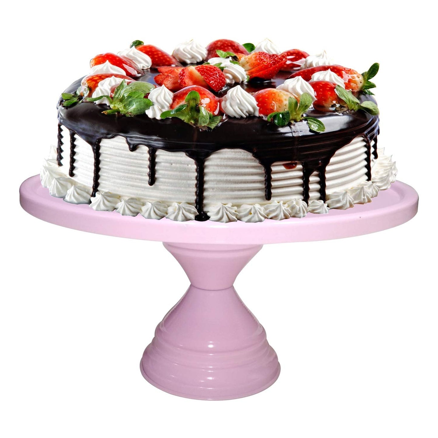GiftBay Creations Cake Stand Pedestal 11" Diameter (Top), Strong Metal (Pink)