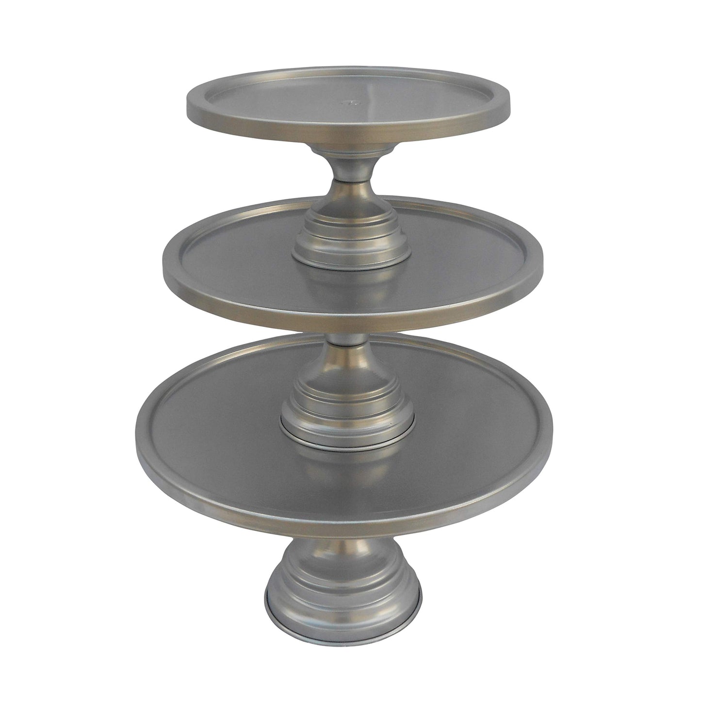 GiftBay Creations - Cake Stand Pedestal Round Strong Metal Set/3 (9-Inch, 11-Inch, 13-Inch, Silver)