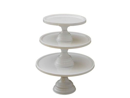 GiftBay Creations - Cake Stand Pedestal Round Strong Metal Set/3 (9-Inch, 11-Inch, 13-Inch, White)